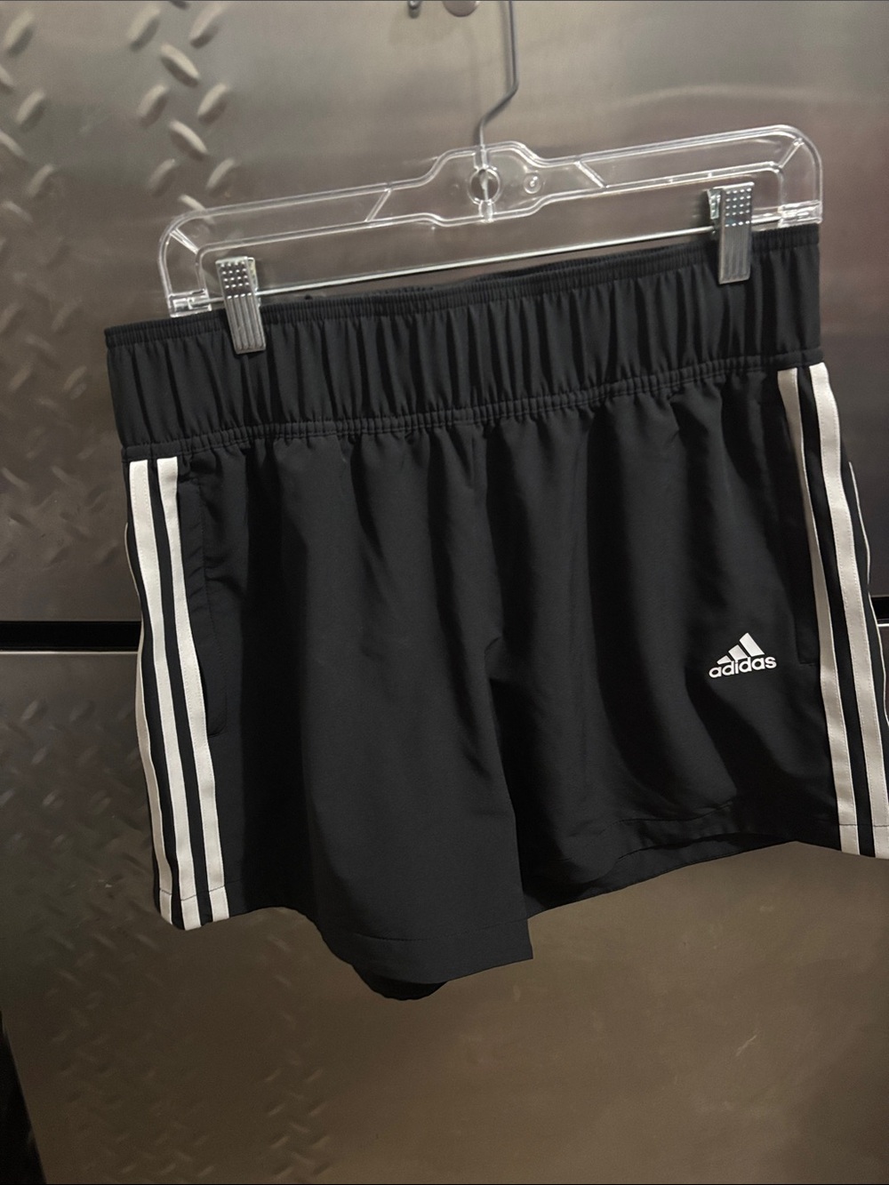 adidas Black Athletic Shorts with White Stripes